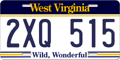 WV license plate 2XQ515