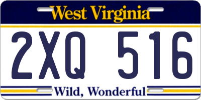 WV license plate 2XQ516