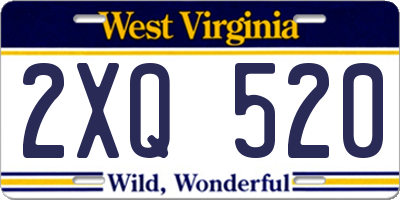 WV license plate 2XQ520
