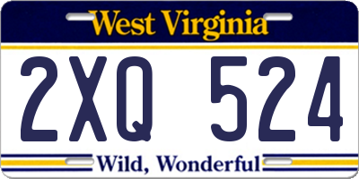 WV license plate 2XQ524