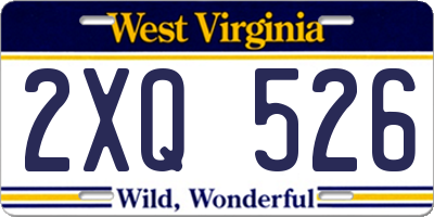 WV license plate 2XQ526