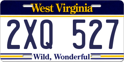 WV license plate 2XQ527