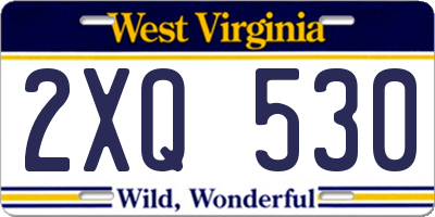 WV license plate 2XQ530