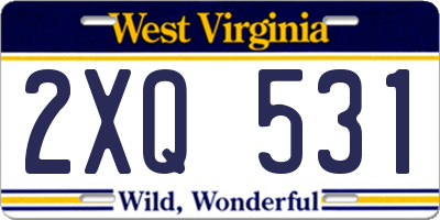 WV license plate 2XQ531