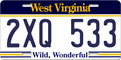WV license plate 2XQ533