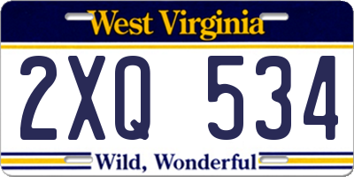 WV license plate 2XQ534