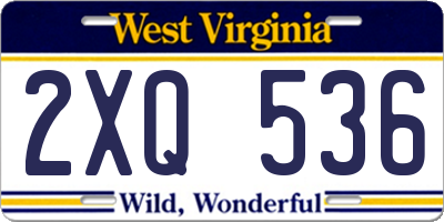 WV license plate 2XQ536