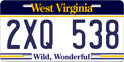 WV license plate 2XQ538