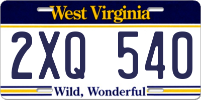 WV license plate 2XQ540