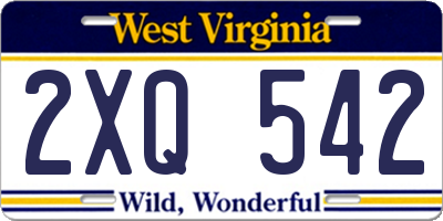 WV license plate 2XQ542