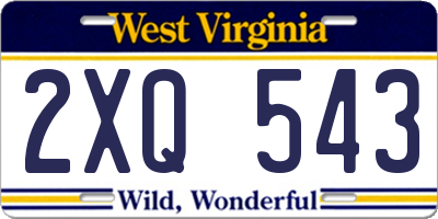 WV license plate 2XQ543