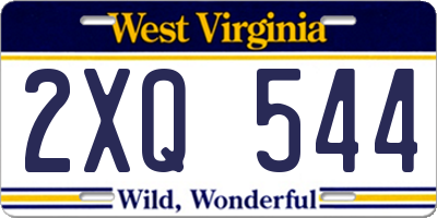WV license plate 2XQ544