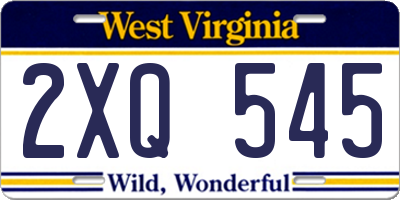 WV license plate 2XQ545