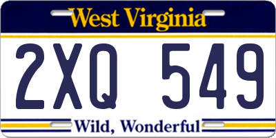 WV license plate 2XQ549