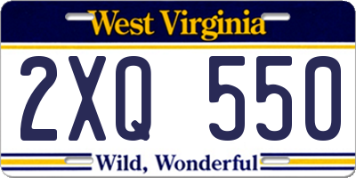 WV license plate 2XQ550