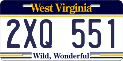 WV license plate 2XQ551