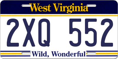 WV license plate 2XQ552