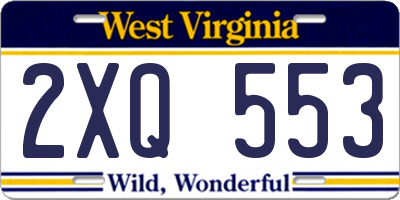 WV license plate 2XQ553