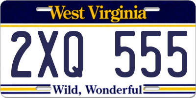 WV license plate 2XQ555