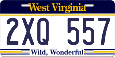 WV license plate 2XQ557