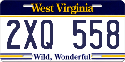 WV license plate 2XQ558