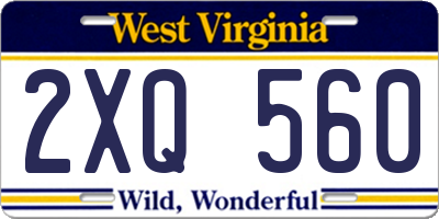 WV license plate 2XQ560
