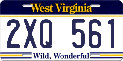 WV license plate 2XQ561