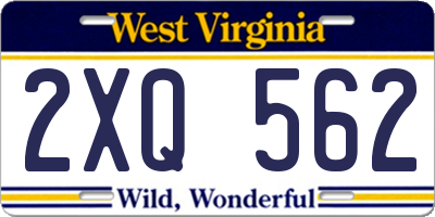 WV license plate 2XQ562