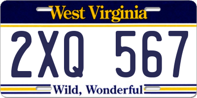 WV license plate 2XQ567
