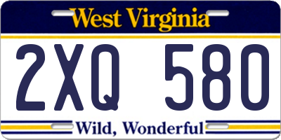 WV license plate 2XQ580