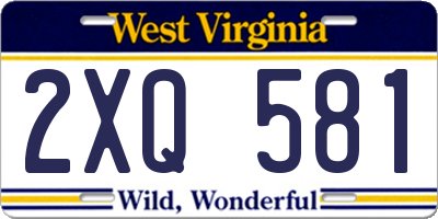 WV license plate 2XQ581