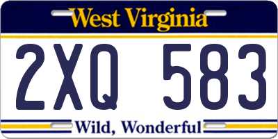 WV license plate 2XQ583