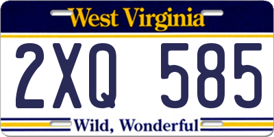 WV license plate 2XQ585