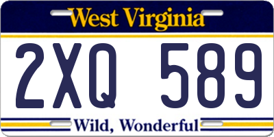 WV license plate 2XQ589