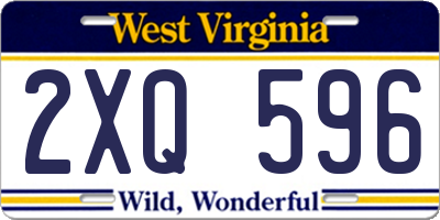 WV license plate 2XQ596