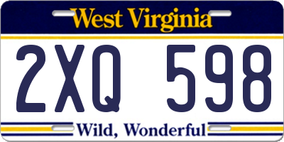 WV license plate 2XQ598