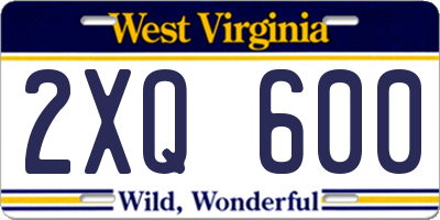 WV license plate 2XQ600