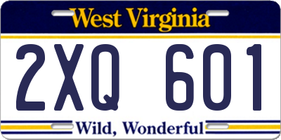 WV license plate 2XQ601