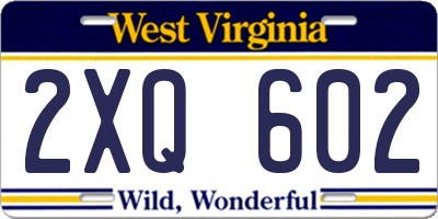 WV license plate 2XQ602