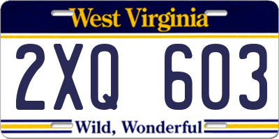 WV license plate 2XQ603