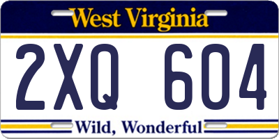 WV license plate 2XQ604