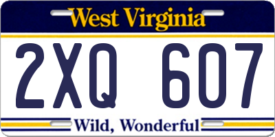 WV license plate 2XQ607