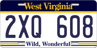 WV license plate 2XQ608