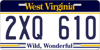 WV license plate 2XQ610