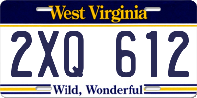 WV license plate 2XQ612