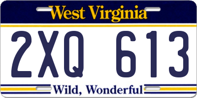 WV license plate 2XQ613