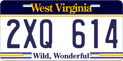 WV license plate 2XQ614
