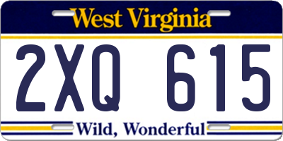 WV license plate 2XQ615