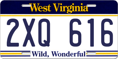 WV license plate 2XQ616