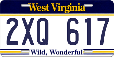 WV license plate 2XQ617